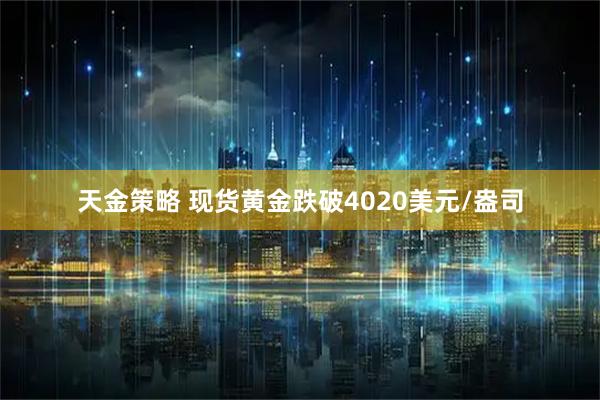 天金策略 现货黄金跌破4020美元/盎司