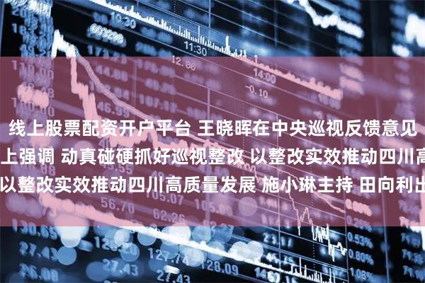 线上股票配资开户平台 王晓晖在中央巡视反馈意见整改工作动员部署会议上强调 动真碰硬抓好巡视整改 以整改实效推动四川高质量发展 施小琳主持 田向利出席