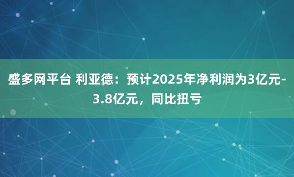 盛多网平台 利亚德:预计2025年净利润为3亿元-3.8亿元,同比扭亏