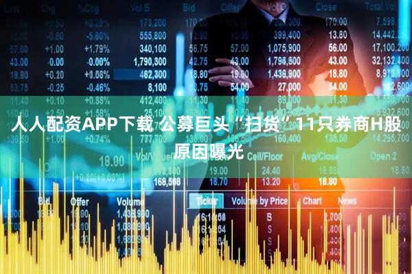 人人配资APP下载 公募巨头“扫货”11只券商H股 原因曝光